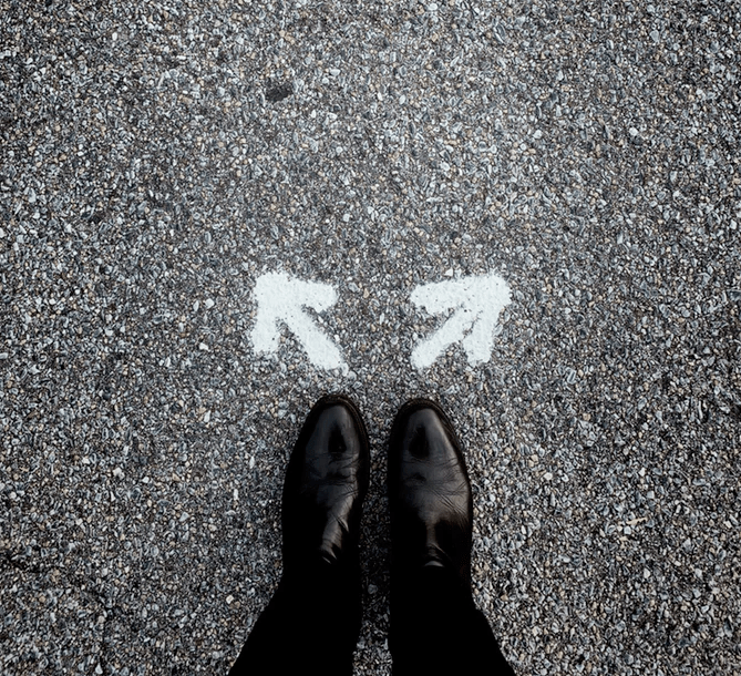 Feet with Arrows in Opposite Directions