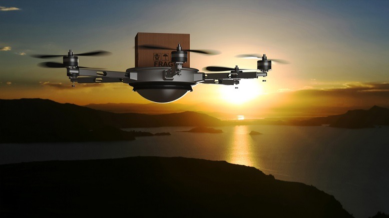 Drone delivering supplies