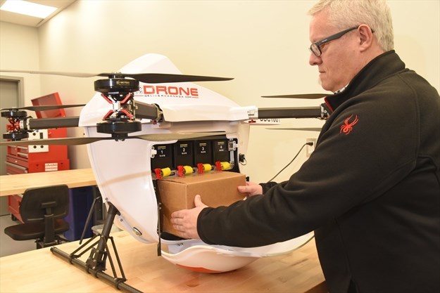 Supplies loaded into a drone