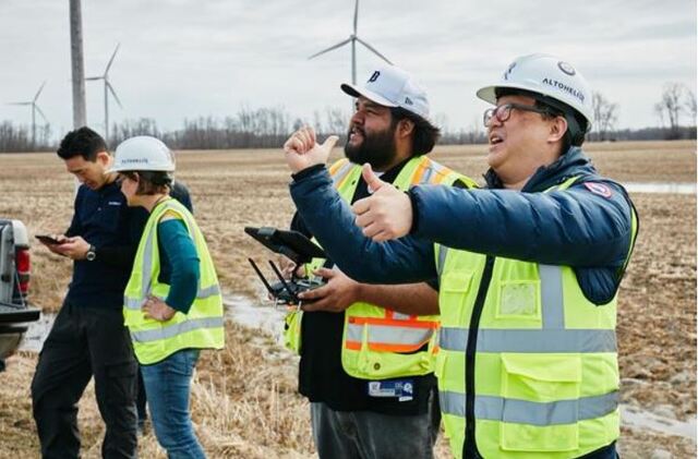 drones testing wind turbines