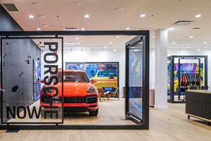 Porsche in window display