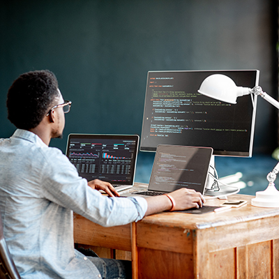 Professional coding at a computer