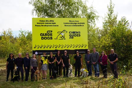 CNIB Guide Dogs unveiled sign of future location in Georgina with members of CNIB and memebers of Town of Georgina