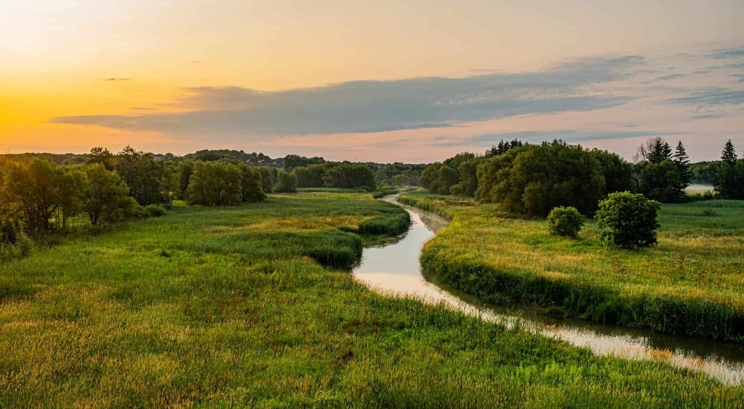 Sunset view of the East Holland River in East Gwillimbury