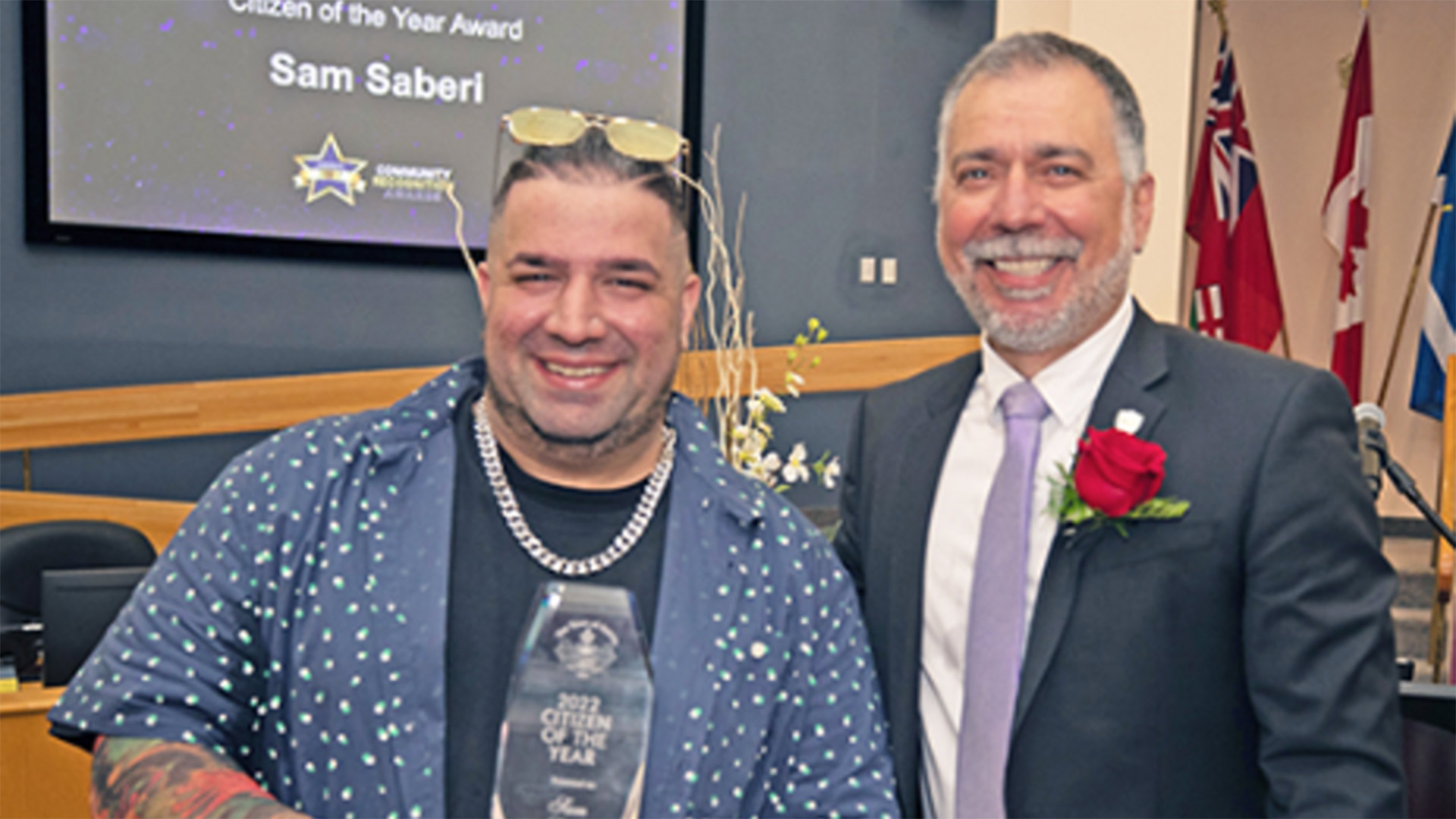 Sam Saberi and Mayor Mrakas