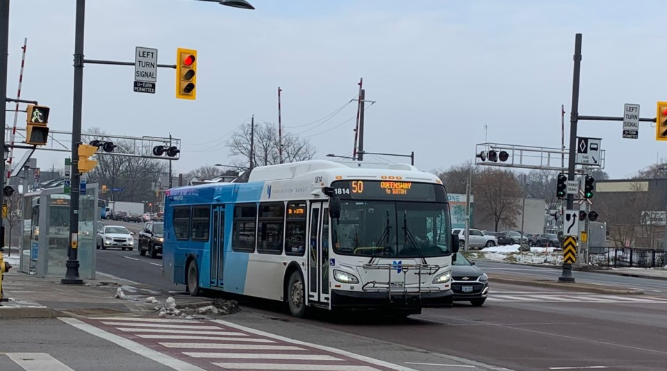 York Region transit bus on Davis Dr.