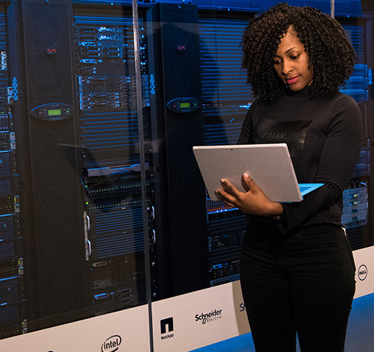 Tech Professional in a server room