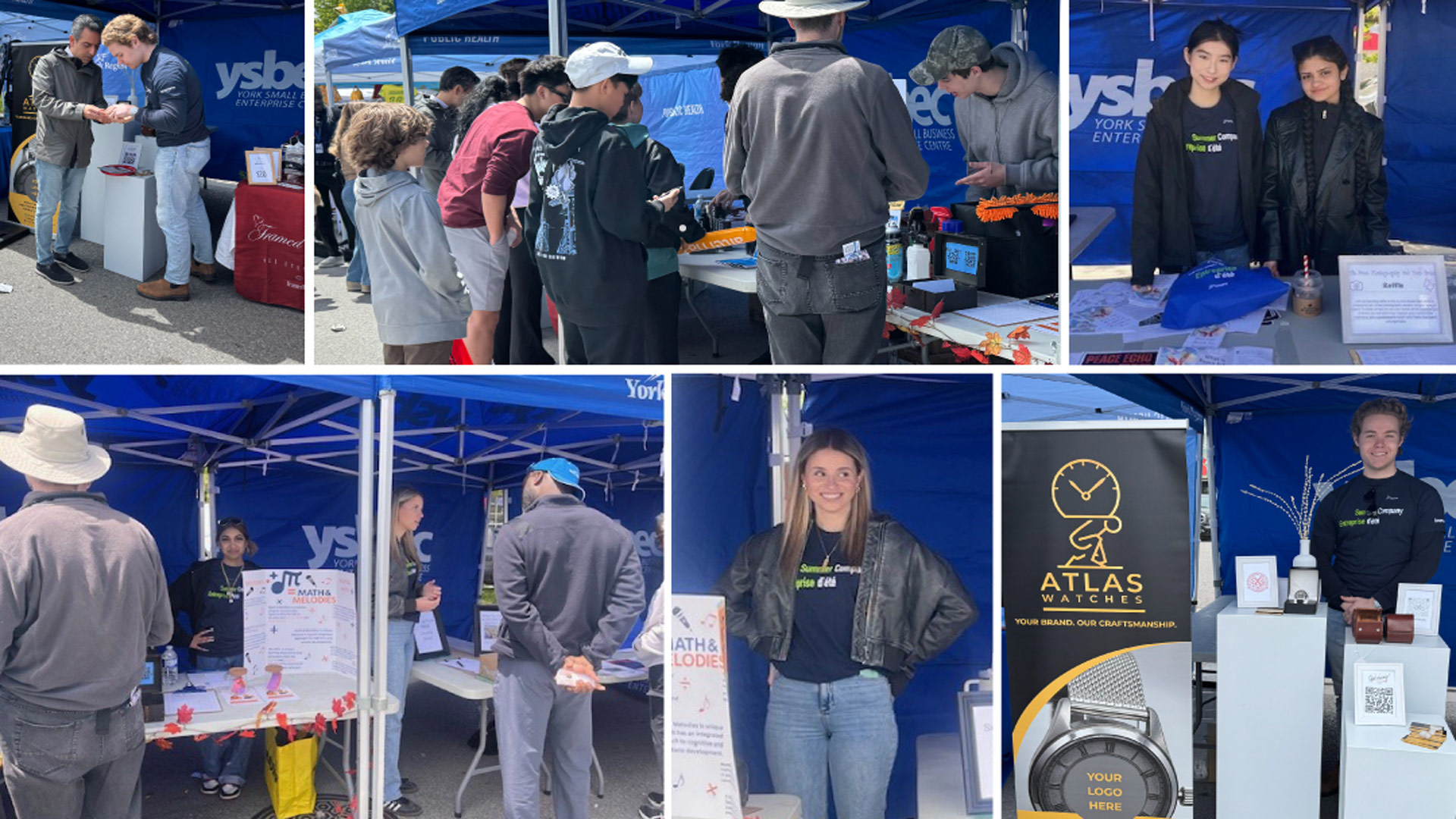 A collage of images of Summer Company student entrepreneurs at the Aurora Street Festival