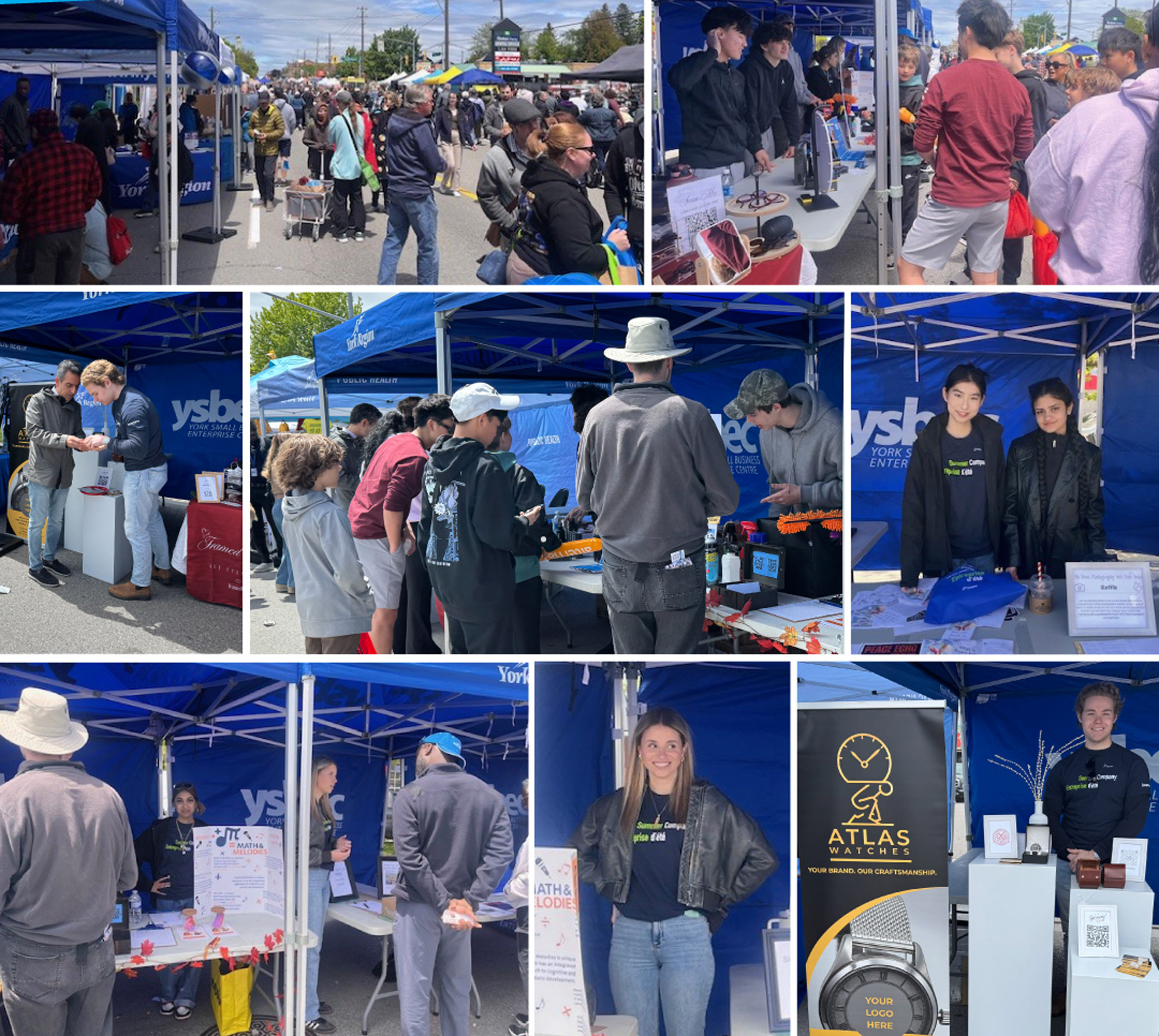 A collage of images of Summer Company student entrepreneurs at the Aurora Street Festival